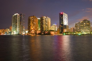 Evening lights view homes in San Diego